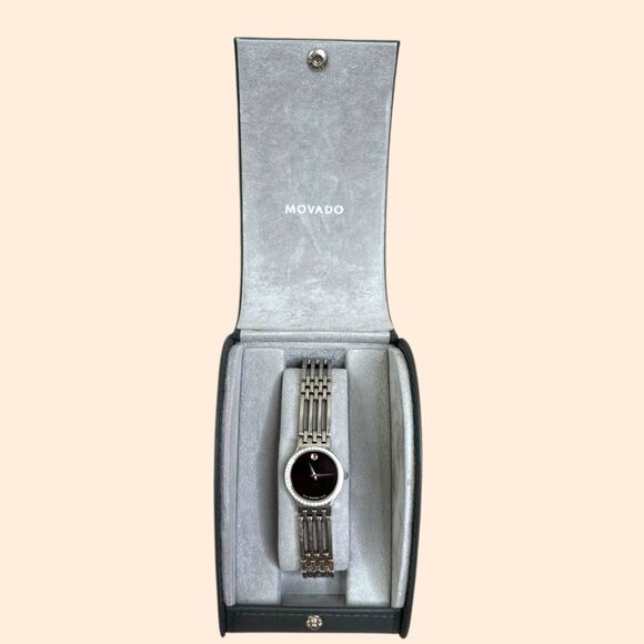 Movado Esperanza Silver Diamond Watch - Picture 1 of 9